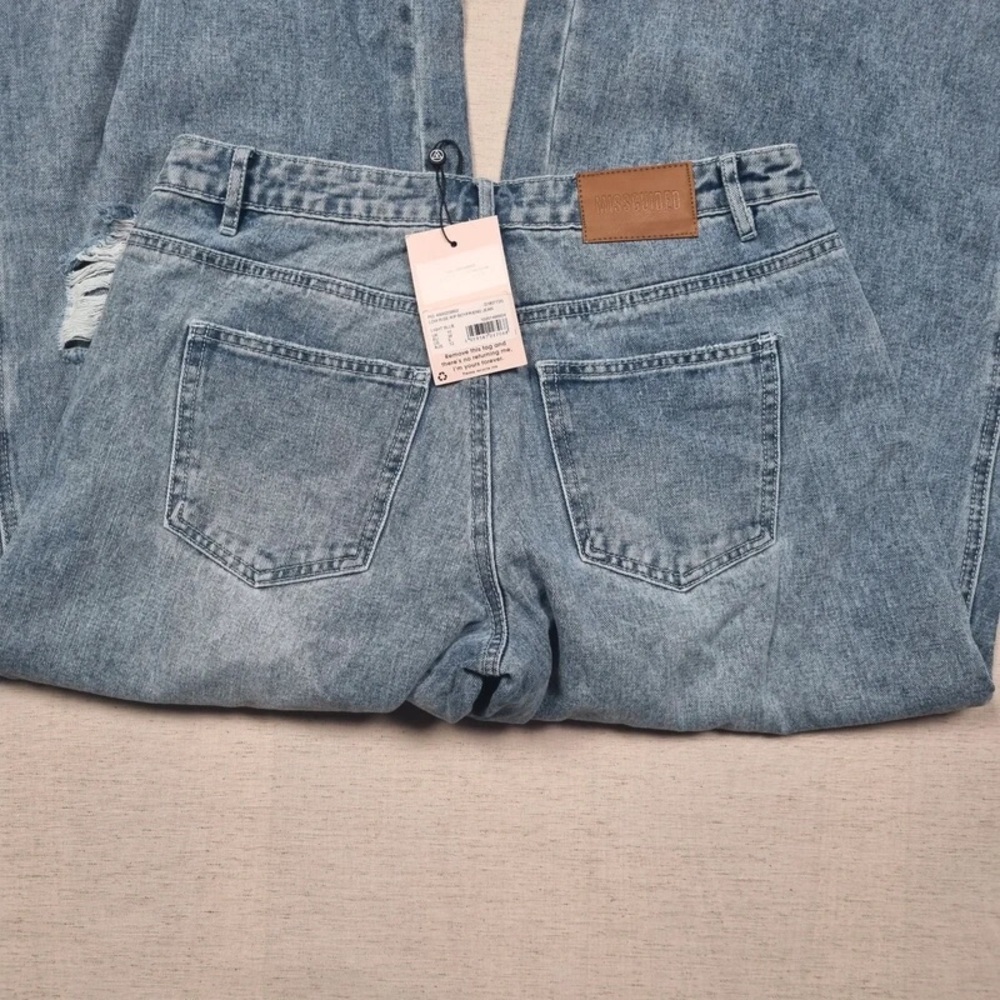 Missguided Light Blue Distressed Wide-Leg Jeans - Picture 8 of 8